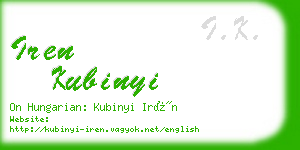 iren kubinyi business card